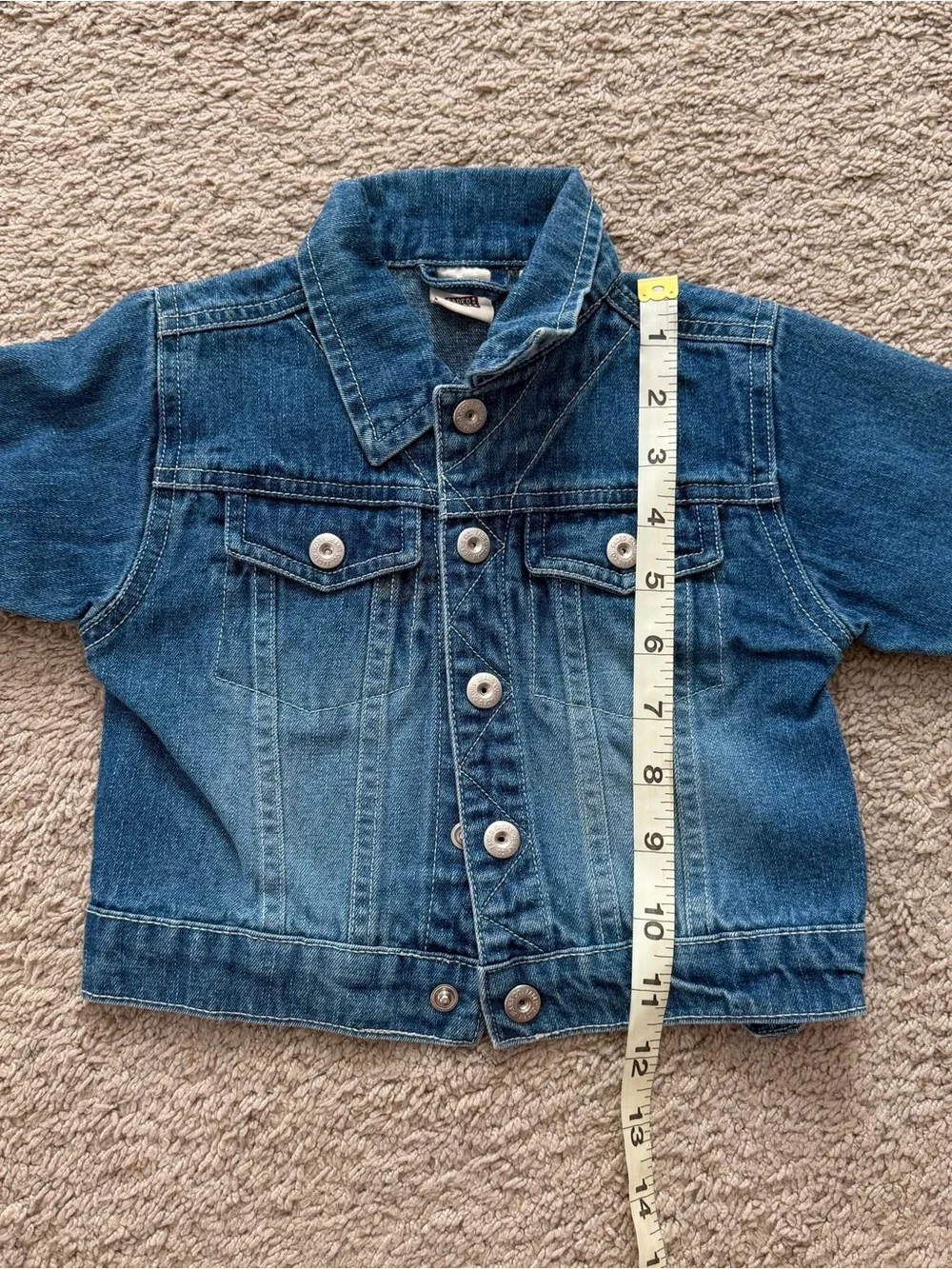 Infant 12 Month Blue Denim Jacket Snap Front Long Sleeve Coat Faded Glory